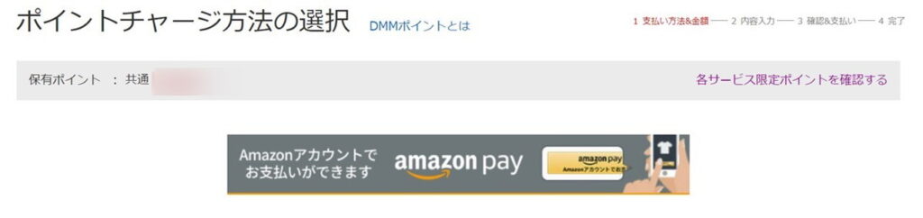 Amazon PayでDMMポイントをチャージ