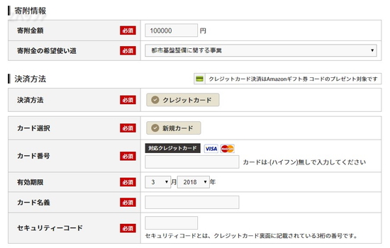 ふるさと納税の支払い方法はクレジットカードのみ