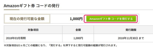 Amazonギフト券を発行する