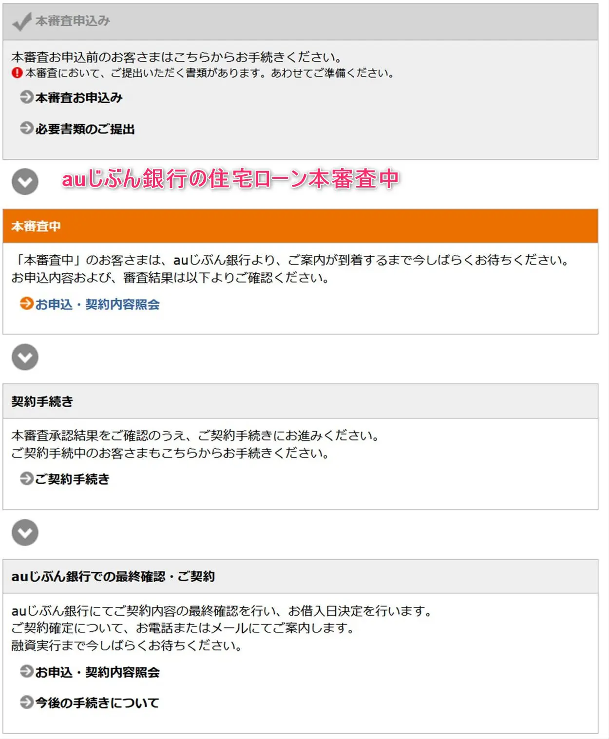 auじぶん銀行の住宅ローン本審査中状態