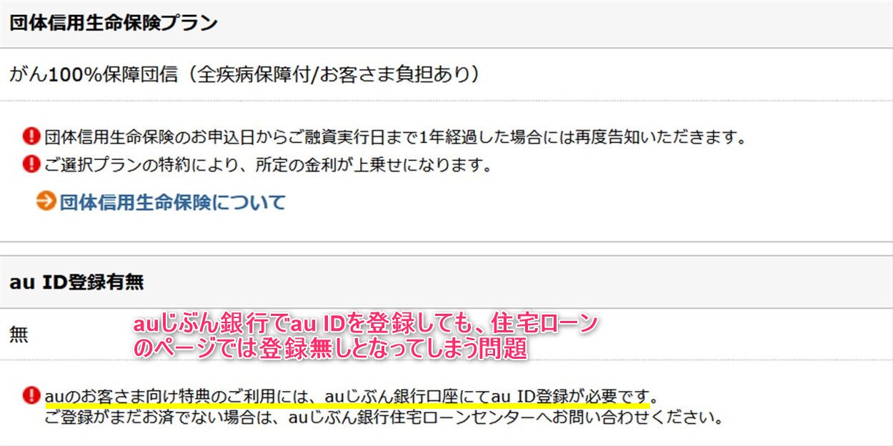 auじぶん銀行の住宅ローンではau ID登録無しとなる問題