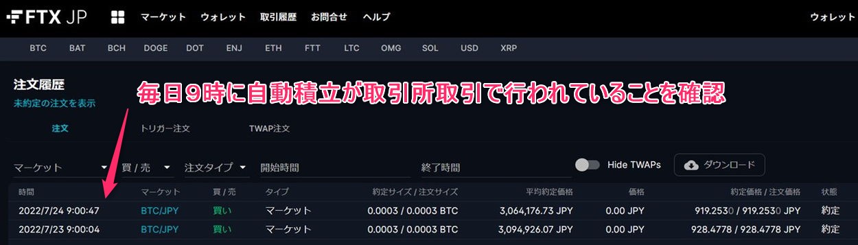 仮想通貨のビットコインを取引所取引で毎日自動積立した結果