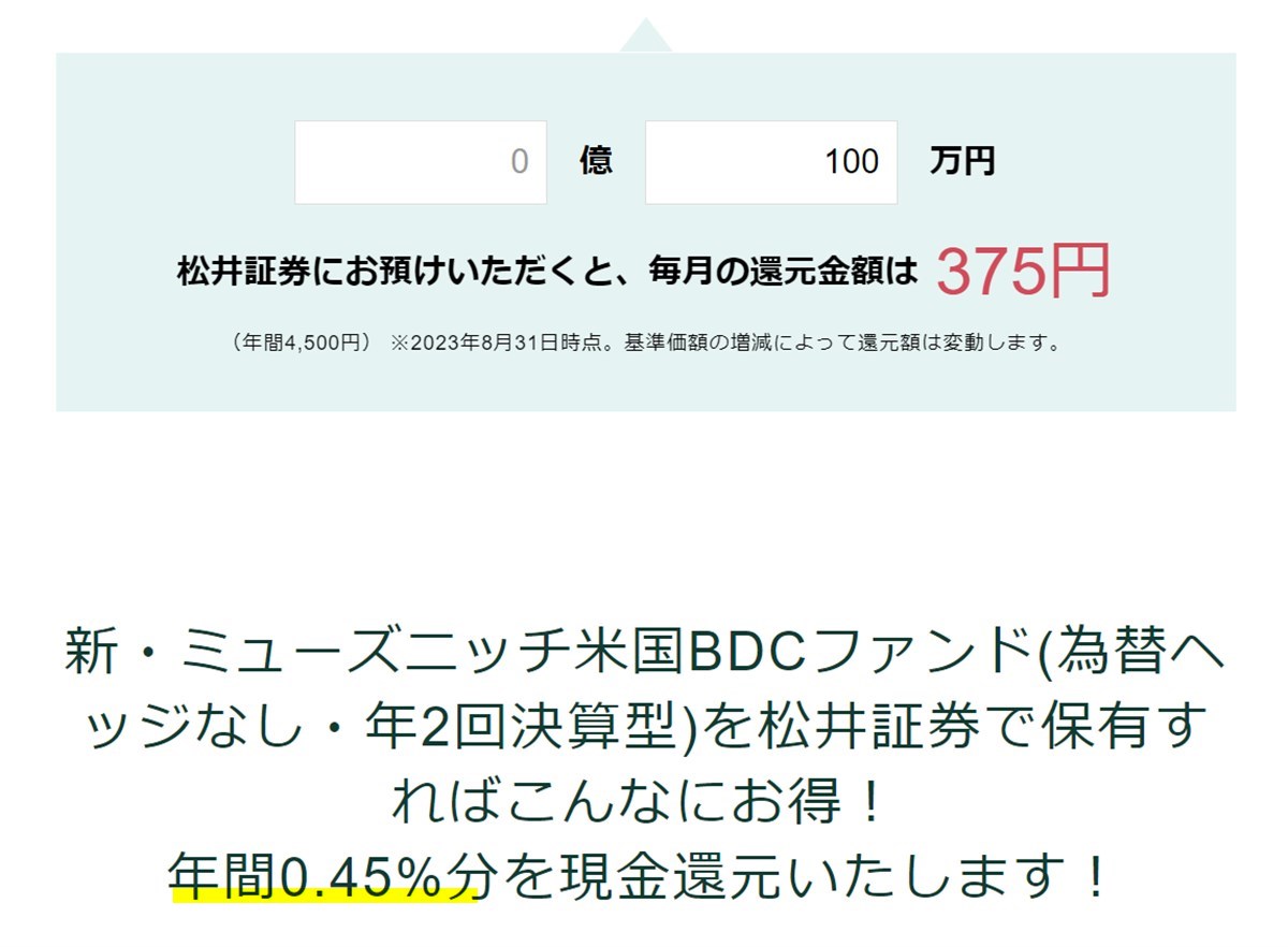 松井証券なら投資信託の保有残高関係なく現金還元あり