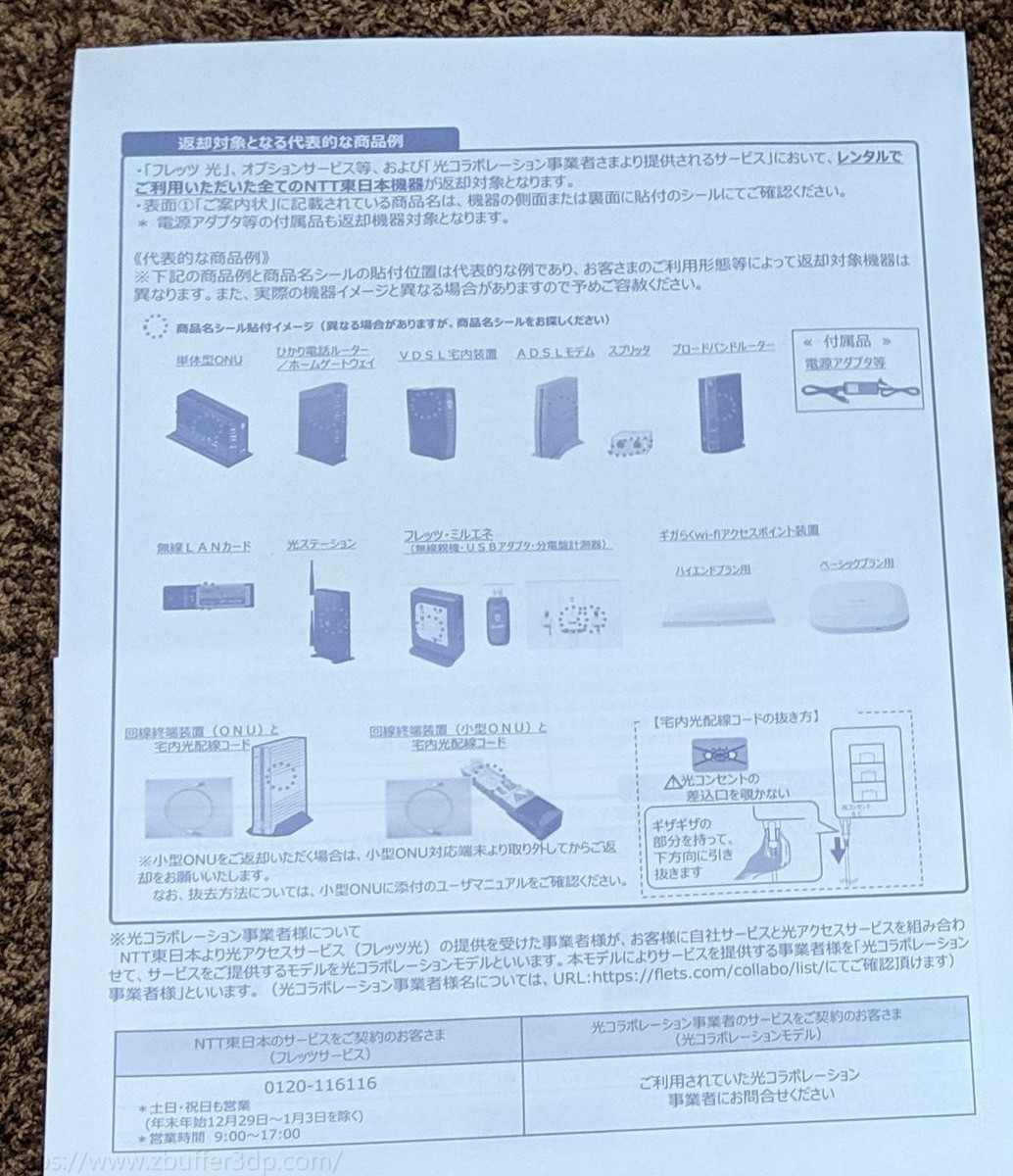 返却が必要なレンタル機器のリスト