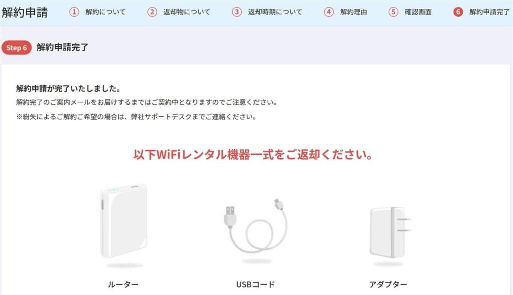 超格安WiFiの解約申請が完了