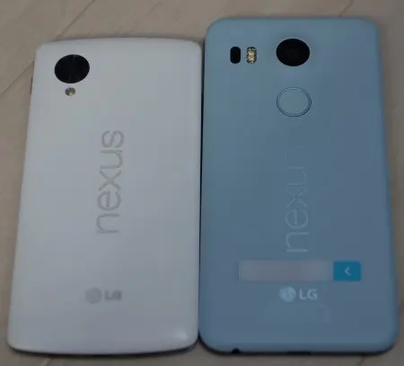 Nexus５とNexus５Xの大きさ比較