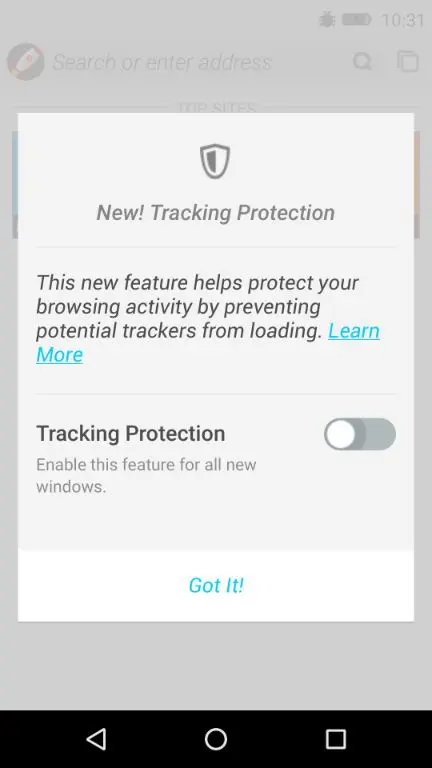 FirefoxOS トラッキング保護機能