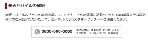 楽天モバイルの解約電話番号