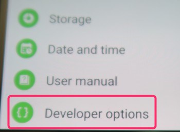 Android開発者オプションメニュー表示