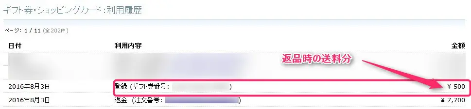 アマゾンから返品に伴う返金はギフト券だった