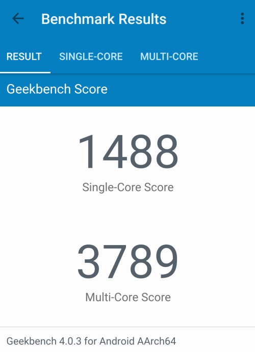 Moto Z　ベンチマーク結果geekbench 4