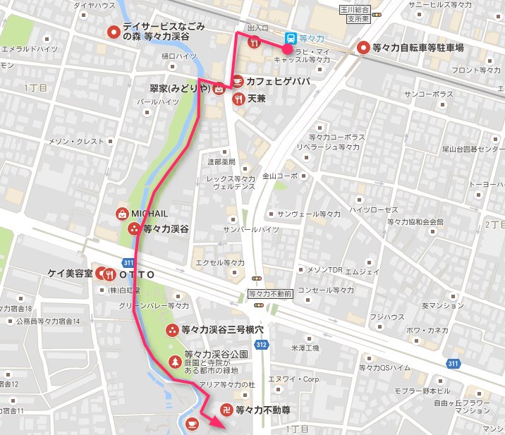 等々力渓谷の地図