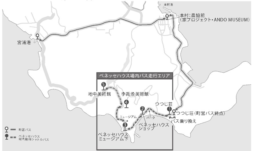 直島のバス運行ルート
