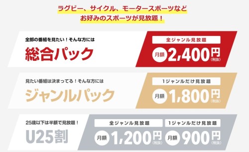 JSPORTSオンデマンドの料金プラン