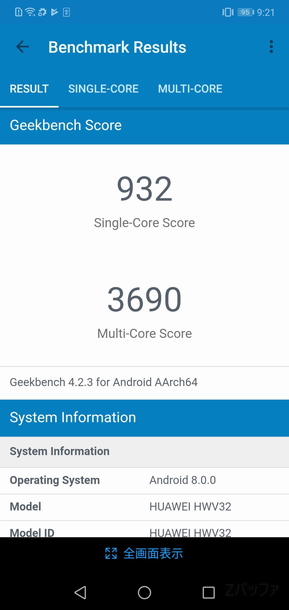 P20 liteのGeekbench4のスコア