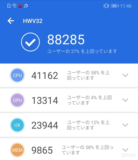 P20 liteのAnTuTuのスコア