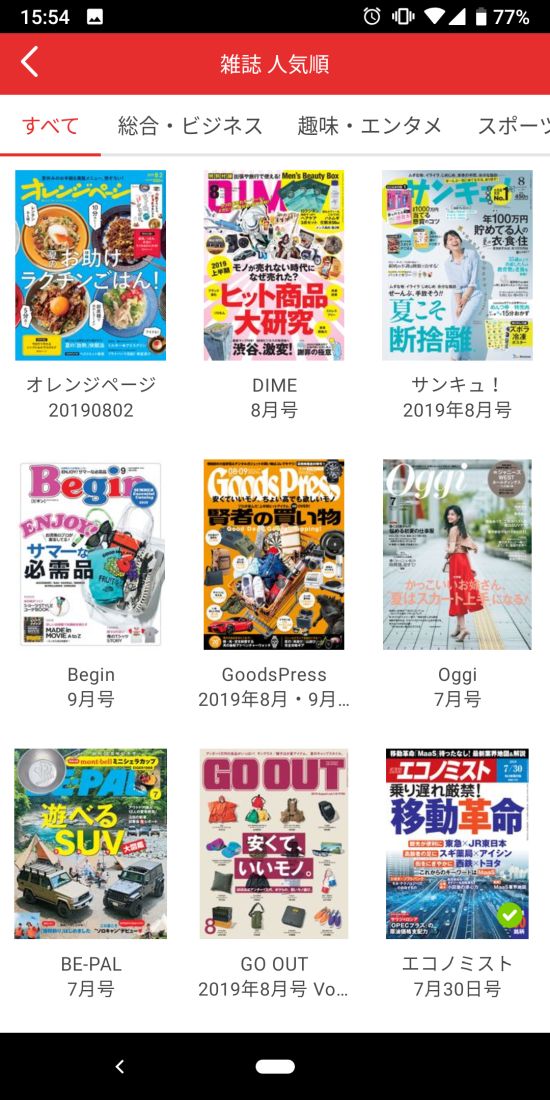 読み放題プレミアムで読める雑誌ラインナップ