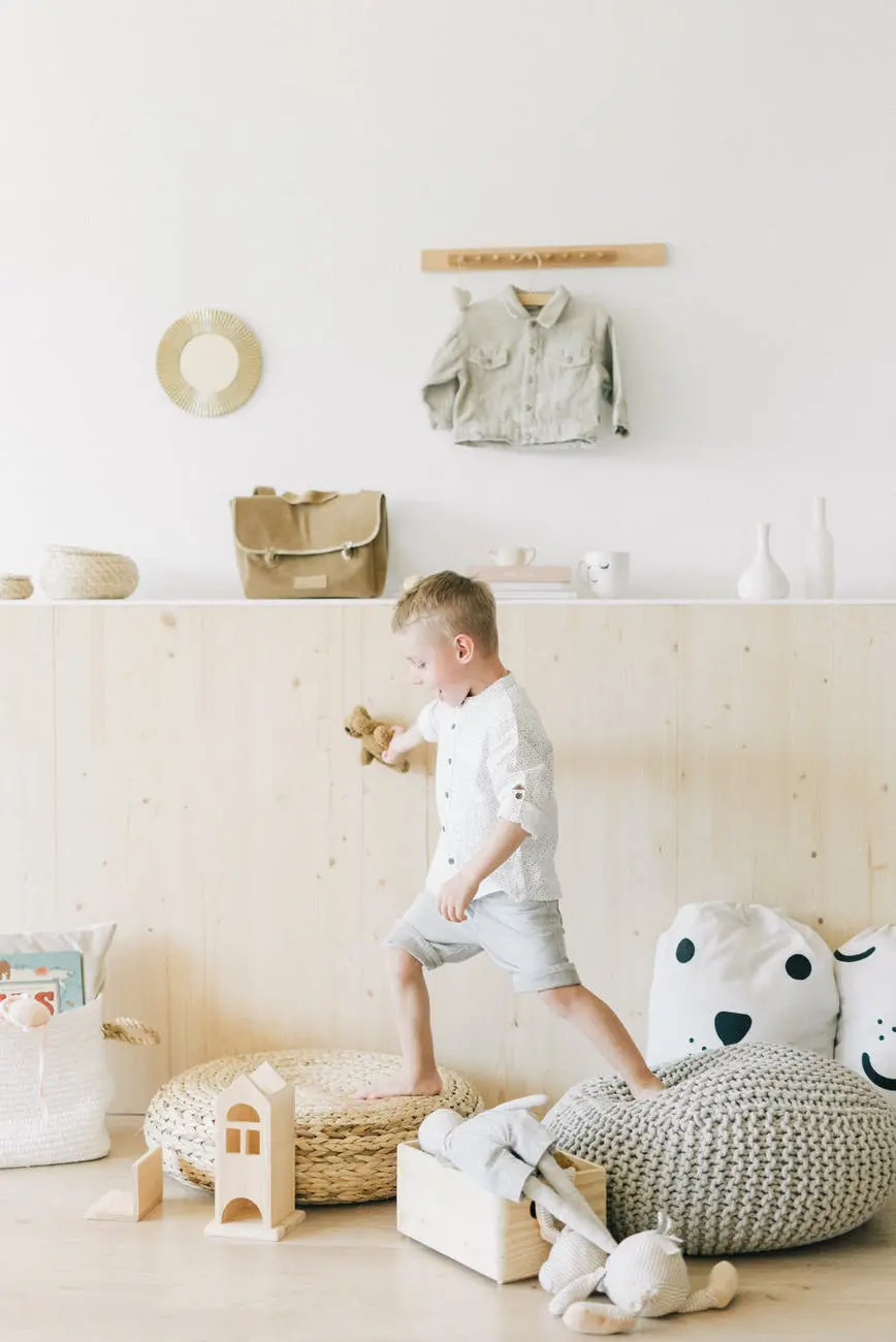 cute boy playing with his toy